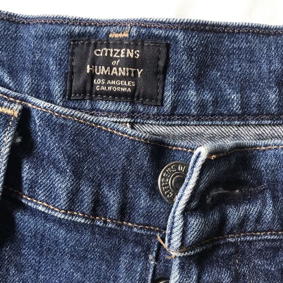Citizens Of Humanity Olivia Crop 27 Blue Denim Jeans High Rise Slim Button Fly - Picture 2 of 14